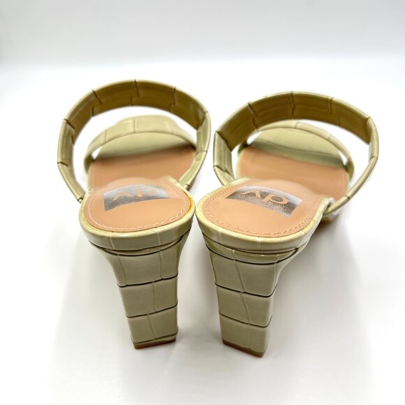 DV Dolce Vita Size 9 Selsta Sage Green Croc Heeled Mules Heels‎ Sandals Shoes - Picture 6 of 13